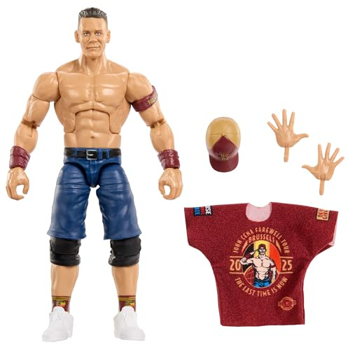 Mattel WWE Elite Series120 John Cena Figura de acción y Accesorios, Figura de acción Coleccionable de 15,24cm con 25puntos de articulación y Manos Intercambiables, JGV13