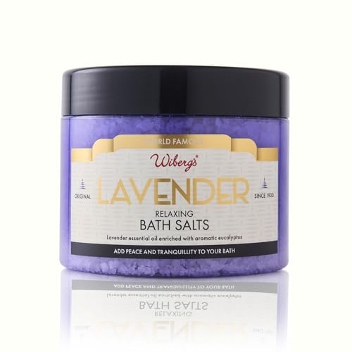 Wiberg’s Relaxing Lavender Bath Salts with – Epsom & Sea Salt Muscle Soak – Aromatherapy Bath Crystals for Stress Relief, Detox & Skin Care – 600g