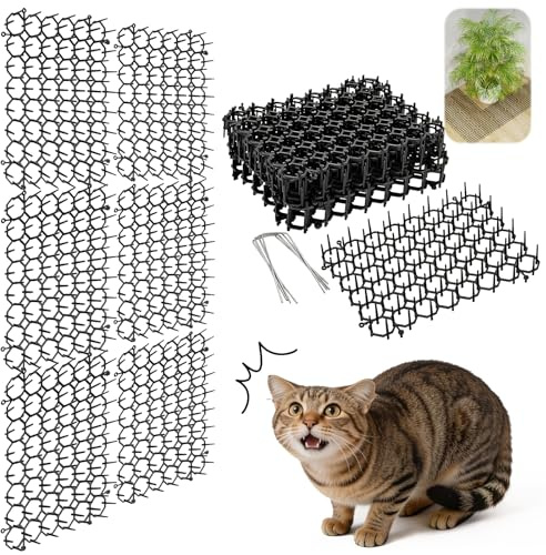 15 Pezzi Tappetino Anti Gatto con Punte 15 x 20 cm, Griglia Dissuasore per Gatti, Protezione Piante Giardino, Orto, Vasi, Divano, Balcone, Terrazza e Aiuole