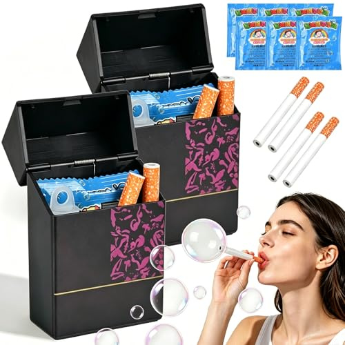 Bubble Cigarettes-Blowing Stress Relief Toys, 2 Set of Bubbles Pipe Blower | Realistic Mini Bubble Wand Toys for Adults Men Women, Outdoor Garden Games, Funny Novelty Gift for Birthday Party Office