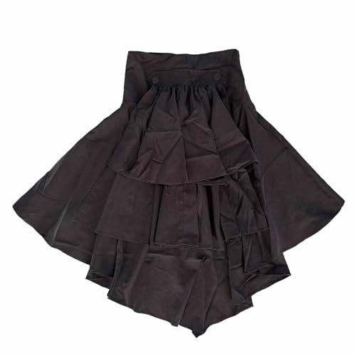 Cosplay-kjol för gotiska medeltida asymmetrisk volangfåll design, svart, M