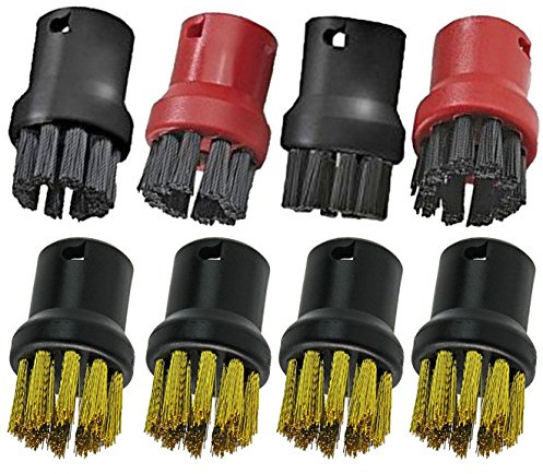 SPARES2GO Nylon + Brass Wire Brush Tool Nozzles Compatible with Karcher Steam Cleaners (Pack of 8)