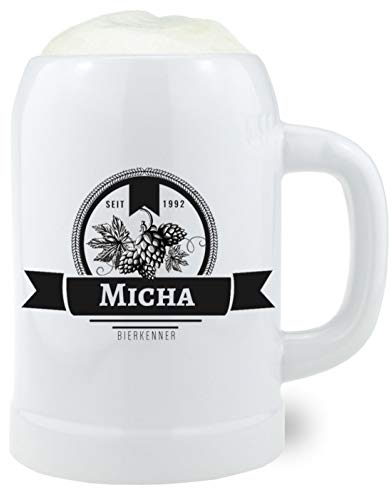 Bavariashop Bierkrug Hopfendolde mit Wunschname, Gravur nach Wunsch, 0,5 l, Geschenkidee aus Bayern