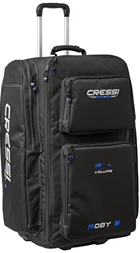 CRESSI Moby 5 Trolley Bag Black/Blue 115 L - Robust and Spacious Trolley Bag Ideal for Sporting Activities and Travel, Black/Blue, 115 L, Unisex