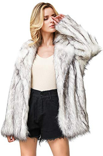Manteau Femme Fourrure Grand Taille avec Capuche Hiver Chaud Elegant Manche Longues Mode Pas Cher Cardigan Fille Veste Fausse Fourrure