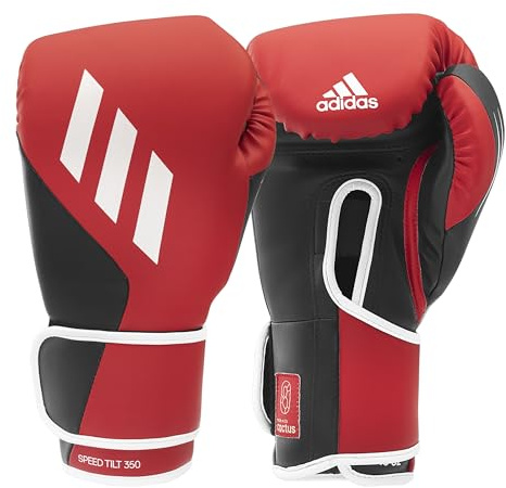 adidas Tilt 350 Velcro - Guantes de Boxeo para Hombre, Color Rojo y Negro, 14 oz EU