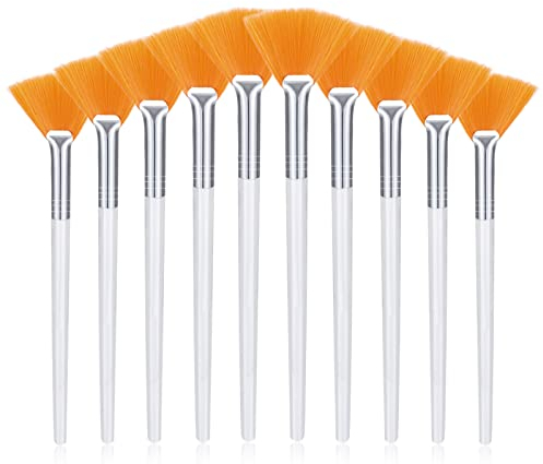 Fächer Bürsten Masken Pinsel Weiche Pinsel Gesicht Applikator Bürste Maskenpinsel mit Klar Kunststoff Griff für Schlammmasken Crème (10 Stück)