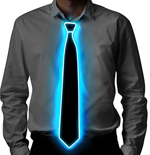 Ainiv Light Up Bow Ties, Man LED Luminous Bowties, 3 Flash Modes LED Glow Bow Tie, Adjustable Illuminated Bow Ties with Zipper, Costume Accessory for Parties, Bars, Halloween, School, Blue