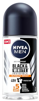 Nivea Roll On Men 50 ml (Pack of 6) Invisible for Black & White Ultimate Impact Long-lasting Protection Against Yellow Stains 48 Hours Sweat Protection With Skin Care
