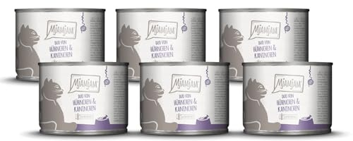 MjAMjAM - Comida húmeda Premium para Gatos - Duo de jugoso Pollo y Conejo con Calabaza al Vapor, Pack de 6 (6 x 200 g), sin Cereales con Extra de Carne
