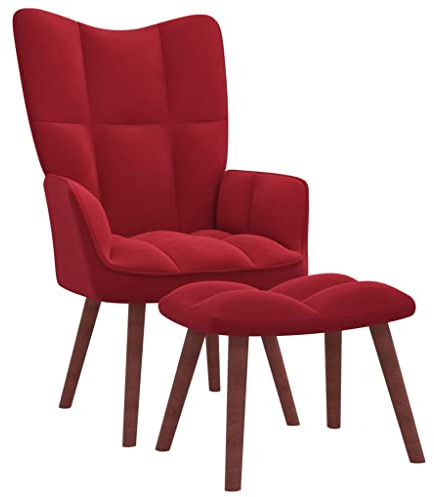INLIFE 328067 - Sillón de relax con taburete (terciopelo, 8,55 kg), color rojo
