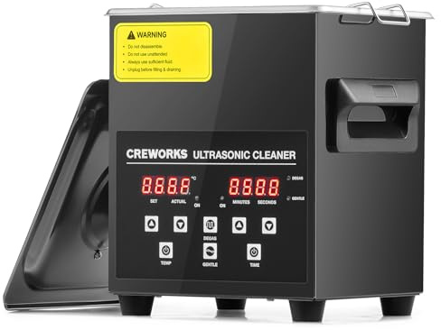 CREWORKS 2L Digital Ultrasonic Cleaning Machine with Degas and Gentle Mode, 60W Ultrasonic Cleaner Machine with Heater and Timer, Professional Ultrasound Cleaner for Retainer Jewellery Makeup Sponge