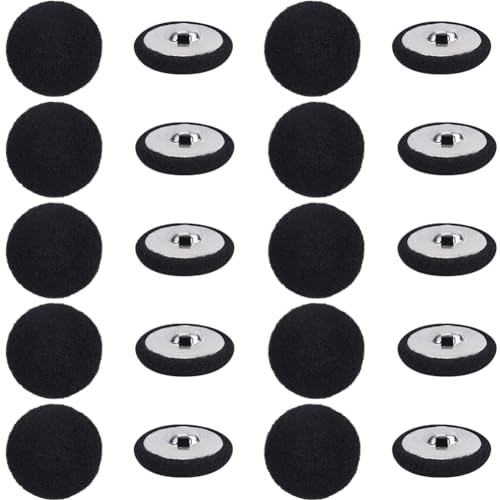 GORGECRAFT 20 Botones de Terciopelo Negro de Tela Redonda Cubierta de Tela de Terciopelo Botón de Esmoquin con Vástago de Hierro para Coser Chaqueta Traje Vestido Blusa Ropa Manualidades