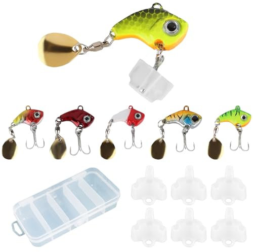 SNONESIY 5 Pcs Jig Spinner Angelköder Set - Barsch, Zander, Hecht, Moschus, Plötze, Forelle - Fischköder