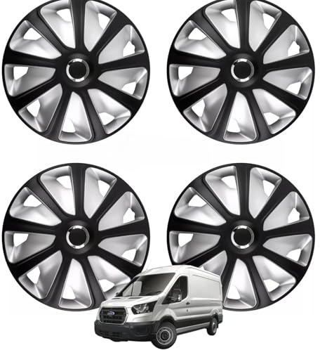 Shield Autocare Van Wheel Trims Craft, Set of 4 Wheel Covers Protectors, Easy to Install Hubcaps (Black & Silver, 15 Inch)