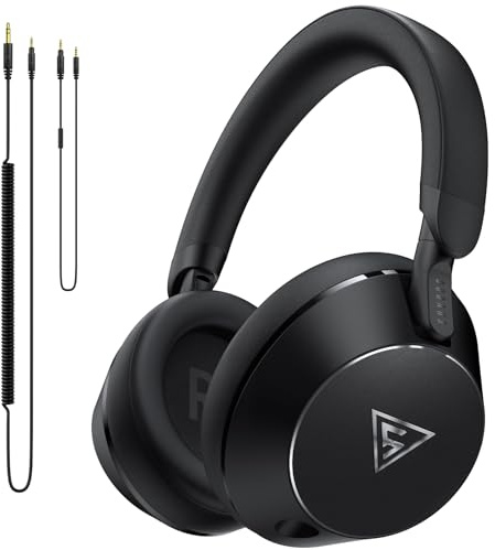 DOQAUS HD1 DJ Headphones Wired Over Ear - 50mm Neodymium Drivers Studio Monitor Headphones with Dual 6.35mm & 3.5mm Jacks, Adjustable Hi-Fi Headphone & Pro Audio Kit for DJ/PC/Recording (Black)