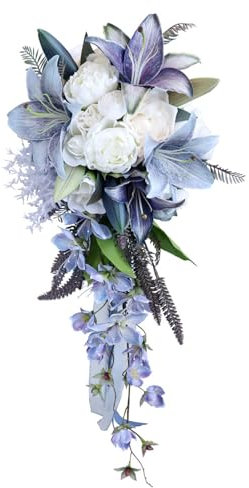 YIZITU Ramo de boda para novia, arreglo floral, simulación de lirios, ramos de lanzamiento para bodas y fiestas, regalos de novia, ramos de boda