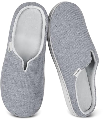 Garonne Women's V-neck Slippers with Memory Foam, Ladies' Slip-on House Shoes for Bedroom Indoor/Outdoor(8.5,Dark Grey)