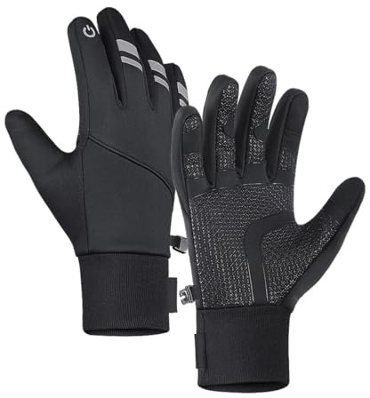 MEETTIKEY Gants d'hiver，Chauds pour Gant Velo et Gant Tactile Homme Femme Antidérapants Résistants à Eau et Coupe-Vent - pour Conduite Course à Pied, Velo, Randonnée (L)
