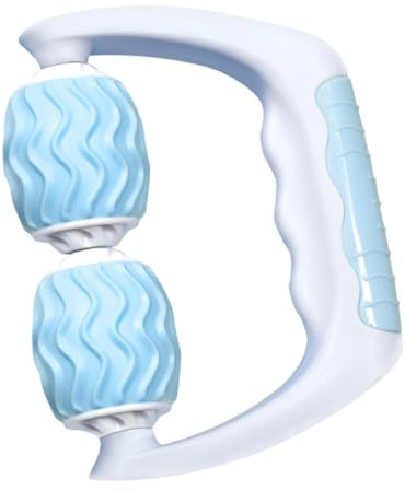 ELAYARD Rouleau de Massage Fitness Portable Bleu, Rouleau de Détente Musculaire Manuel, Masseur Musculaire Ergonomique, Outil de Relaxation Corporel pour Yoga et Sport, Équipement
