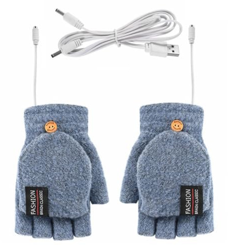 KIXZSAZ Guanti riscaldati elettrici USB Studio di lavoro Arrampicata invernale termica Escursionismo Equitazione Neve Motocicletta Guanti riscaldanti caldi, Azzurro