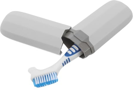 Hemobllo Juego de Cepillo para Limpieza de Dentaduras Postizas y Estuche de Viaje Compacto Soporte Color Azul y Azul Grisáceo Kit Portátil para Higiene Dental Casa Oficina y Viajes