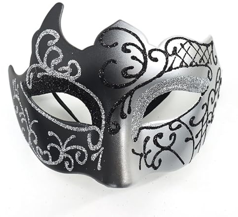 AMWYODK Suitable for couple masquerade ball, Venetian mask, Halloween, carnival, party, ball, club costume mask. (Silver)