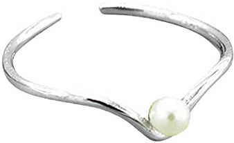 S925 sterling silver V-formad inlagd pärlring, kvinna, avancerad, enkel design ring C ringar Gabione