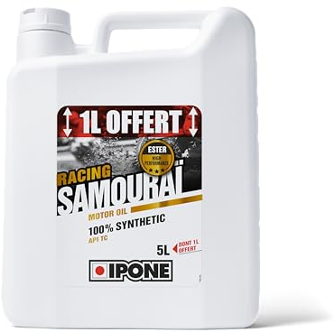 IPONE - Olio per Moto a 2 Tempi Samurai Racing - 100% Sintetico con esteri - Lubrificante massime Prestazioni - Tanica da 4 Litri + 1 litro in Omaggio