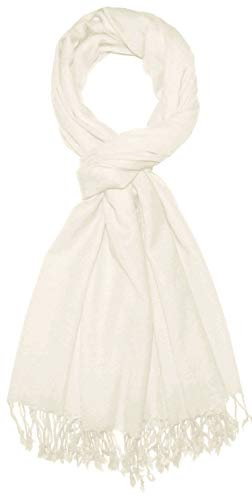 LORENZO CANA Bufanda de lujo para hombre, Pañuelo, 50% cachemira, 50% lana de cordero merino, cachemira blanco crema Talla única