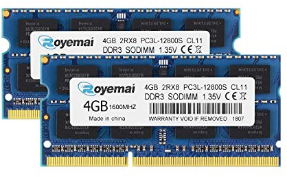 8GB Kit (2x4GB) DDR3 1600MHz PC3-12800 Unbuffered Non-ECC 1.35V CL11 2Rx8 Dual Rank 204 Pin SODIMM Computer Portatile Memorie Module Upgrade