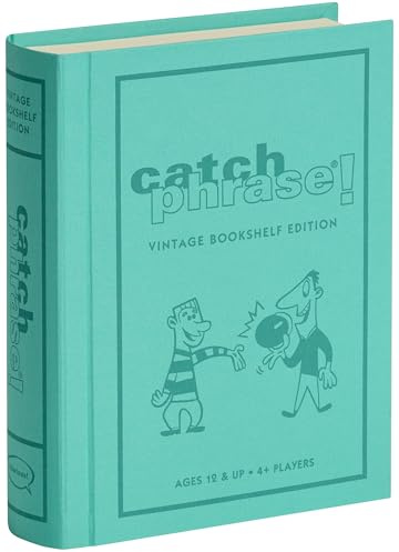WS Game Company Catch Phrase Game Vintage Bookshelf Edition in Linen-Wrapped Book Case - Electronic Timer & 16 Double-Sided Disks Featuring 2,300+ Words, Classic Party Games, Ages 12 and Up
