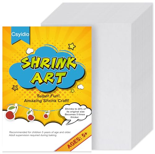 Csyidio 20 Pieces Shrink Plastic Sheets Sanded Shrink Sheets Films Papers for Making Kids' Creative Craft and Mother's Day Present (8 x 11.4 inches / 20 x 29 cm)