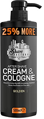 The Shave Factory After Shave Cream & Cologne - Erfrischende, beruhigende und feuchtigkeitsspendende Nachpflege für das perfekte Rasurerlebnis und die perfekte Pflegeroutine (Golden)