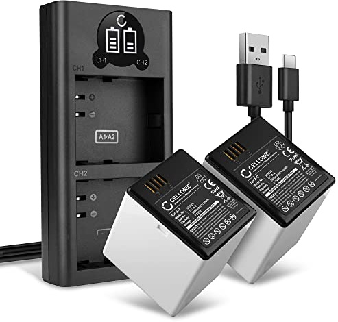 CELLONIC 2X Akku für Haustechnik Kompatibel mit Arlo Go 1, A-2 - (3000mAh, 7.2V) + Dual Ladegerät