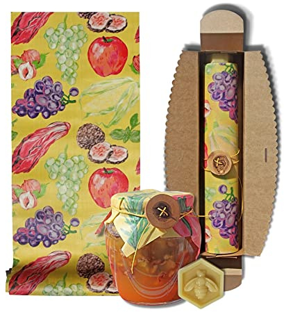 Beeswax wrap in un rotolo da tagliare 30x90 cm | Rotolo in cotone cerato per conservare gli alimenti | dimensioni personalizzabili | Prodotto in Italia (Sapori del nord)