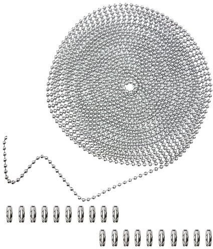 BetterJonny 6M Chaîne à Billes, Chaîne en Acier Inoxydable de 2,4 mm avec 20 Connecteurs Correspondants Chaîne Boule Chaîne à Rouleaux Chaîne d'Extension Perlée Chaine pour Fabrication de Bijoux