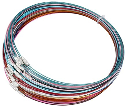 UNICRAFTALE 60 pz 12 colori Collana In Filo di Acciaio Inossidabile Cavo Collana In Filo Metallico con Chiusura A Vite In Ottone Collana Girocollo In Filo Da 44.5 cm per Collana Da Donna Creazione