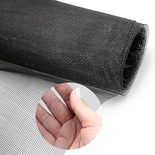 Finestra Rete Zanzariera, 120 x 250 CM Rete Zanzariera Ricambio, Rotolo Zanzariera Fibra di Vetro, per Zanzare e Insetti, per Porte e Finestre di Cucina, Soggiorno, Camera da letto (Nero)