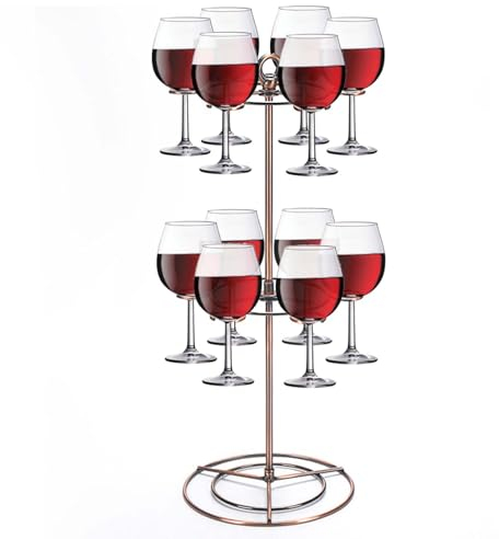 alouweekuky Getränke Tower, 2 Etagen Aperol Ständer für 12 Gläser, Champagner Turm Cocktailbaumständer Weinglas Halter, Servierbaum für Cocktails, Margarita, Martini, Aperitif