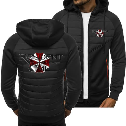 BYXLMS Lässige Herren Hoodies für Resident/Evil/Regenschirm Zip Up Jacken Leichte Strickjacken für Männer-Black A||XXL