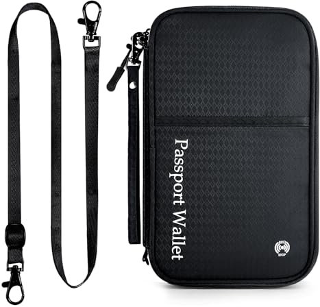 Asnews Reisepass Tasche Familie Reisepass Organizer mit RFID Blocker, Tragbare Reisepasshülle Ausweistasche, Reise Organizer Dokumente für Damen und Herren, Schwarz