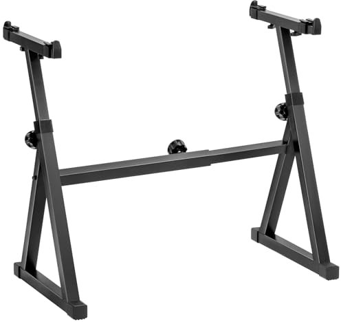 AODSK Heavy-Duty Z-Style Keyboard Stand for Digital Pianos - Adjustable Height 21.2-32.4 Inches, Adjustable Width 21.8-35.2 Inches, Compatible with 61 to 88 Key Keyboards