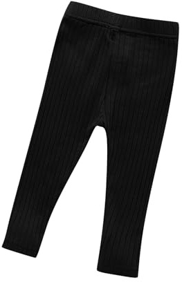 Baby Plain Leggings Toddler Cotton Ribbed Leggings Newborn Thermal Tights Baby Girls Trousers Solid Pantyhose Girls Stocking Tights Spring Winter (Black, 6-12 Months)