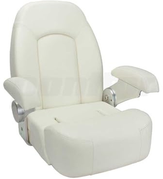 PONTTOR Bootssitz/Bootsstuhl/Steuerstuhl SAAR2, FlipUp-Funktion, mit nach oben klappbaren Armlehnen, für Boot Yacht (weiss/weiss)