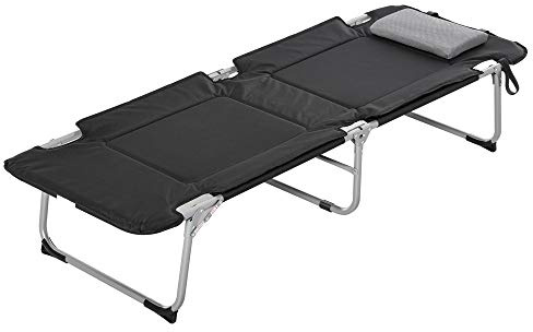 Outsunny Lit de Camping Pliable pour Adultes, lit de Camp Portable avec Rembourrage en Mousse et Oreiller Amovible, 183 x 66 x 33 cm, Noir