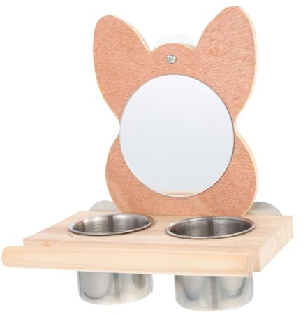 Abaodam Mangeoire pour Perroquet en Acier Inoxydable Multifonction Miroir et Récipient de Nourriture Grosse Capacité pour Cage Intérieure Oiseaux Perroquets Petits Animaux