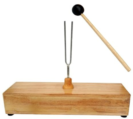 CLISPEED Stimmgabel 256hz mit Holzsockel und Hammer Akustisches Physikexperiment Musikinstrument Zubehör für Gitarrenstimmung und Klangtherapie