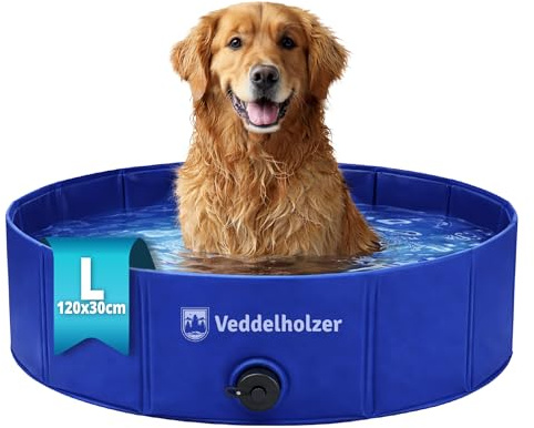 Piscina per cani pieghevole Veddelholzer (L) 120 x 30 cm Antiscivolo – Piscina per cani robusta, salvaspazio e stabile, ideale per giardino e balcone, montaggio rapido senza gonfiaggio, per cani