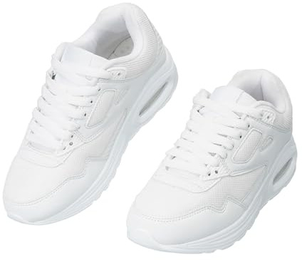 CLEIKS Sneakers Donna Ammortizzanti con Rimbalzo Scarpe da Corsa in Rete Traspirante Leggere e Durature per Passeggiate e Gite nella Natura (Bianco,38EU,WOS260410-2)